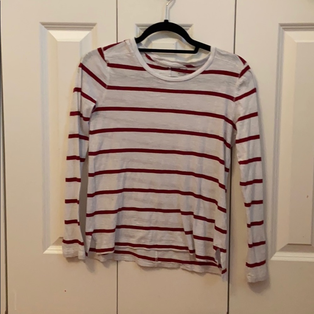 Madewell red/white striped long sleeve shirt, S